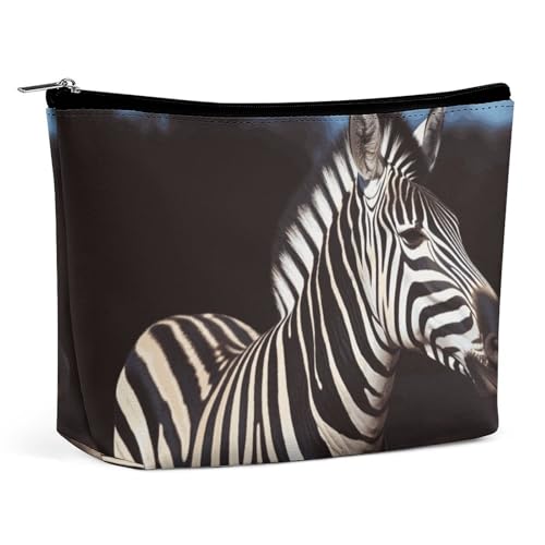HEBVNJF Reise-Make-up-Tasche, tragbare Kosmetiktasche, Hinterhof, Hühner, Make-up-Aufbewahrungstasche für Damen/Mädchen, Tier Zebra, Einheitsgröße von HEBVNJF