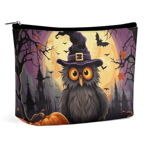 HEBVNJF Reise-Make-up-Tasche, tragbare Kosmetiktasche, Lama, Make-up-Aufbewahrungstasche für Damen/Mädchen, Halloween Eule Geist Kürbis, Einheitsgröße von HEBVNJF