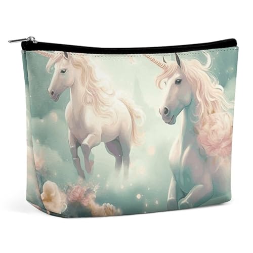 HEBVNJF Reise-Make-up-Tasche, tragbare Kosmetiktasche, Leuchtturm, Segelboot, Oktopus, Make-up-Aufbewahrungstasche für Damen/Mädchen, Einhörner, Einheitsgröße von HEBVNJF