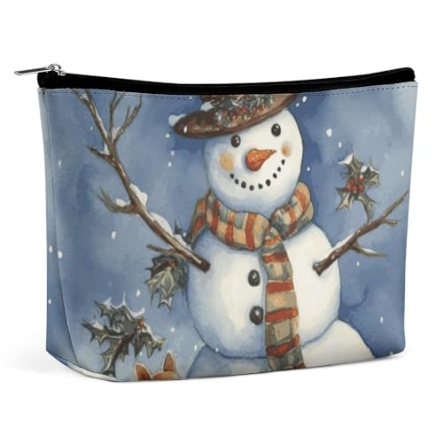 HEBVNJF Reise-Make-up-Tasche, tragbare Kosmetiktasche, Mitte des Jahrhunderts, moderne Make-up-Aufbewahrungstasche für Damen/Mädchen, Winter-Schneemann, Einheitsgröße von HEBVNJF