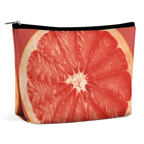 HEBVNJF Reise-Make-up-Tasche, tragbare Kosmetiktasche, Positano Seaside Sunset, Make-up-Aufbewahrungstasche für Damen/Mädchen, Rosa reife Grapefruitscheibe, Einheitsgröße von HEBVNJF