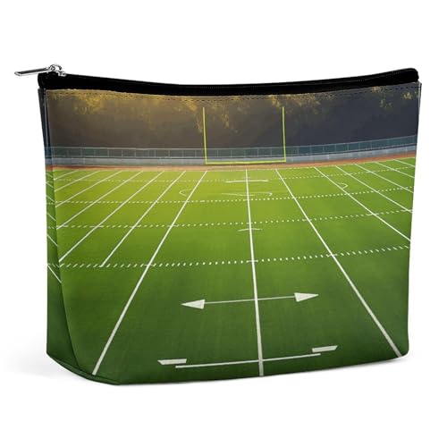 HEBVNJF Reise-Make-up-Tasche, tragbare Kosmetiktasche, Sportplatz in Grün, Make-up-Aufbewahrungstasche für Damen/Mädchen, Sportplatz in grün, Einheitsgröße von HEBVNJF