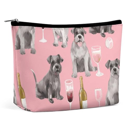 HEBVNJF Reise-Make-up-Tasche, tragbare Kosmetiktasche, Tier-Stickerei, Pferde, Make-up-Aufbewahrungstasche für Damen/Mädchen, Schnauzer, Einheitsgröße von HEBVNJF