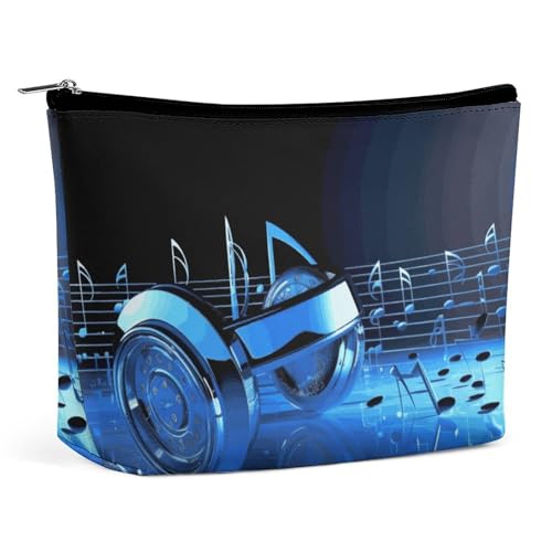 HEBVNJF Reise-Make-up-Tasche, tragbare Kosmetiktasche, blaue Musik-Make-up-Aufbewahrungstasche für Damen/Mädchen, Blaue Musik, Einheitsgröße von HEBVNJF