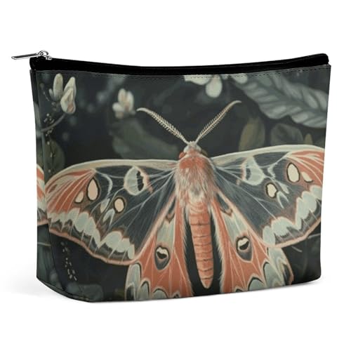 HEBVNJF Reise-Make-up-Tasche, tragbare Kosmetiktasche, blauer Pfau, Make-up-Aufbewahrungstasche für Damen/Mädchen, Wunderschöner Motten, Einheitsgröße von HEBVNJF