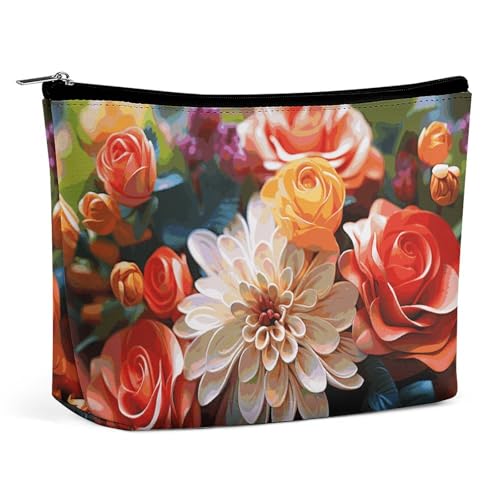 HEBVNJF Reise-Make-up-Tasche, tragbare Kosmetiktasche, bunte mexikanische Streifen, Make-up-Aufbewahrungstasche für Damen/Mädchen, Farbige Blumen, Einheitsgröße HEBVNJF Reise-Make-up-Tasche, tragbare Kosmetiktasche, bunte mexikanische Streifen, Make-up-Aufbewahrungstasche für Damen/Mädchen, Farbige Blumen, Einheitsgröße von HEBVNJF