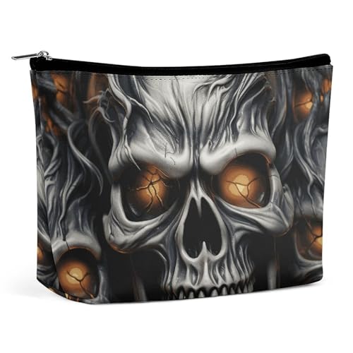 HEBVNJF Reise-Make-up-Tasche, tragbare Kosmetiktasche, cooler böser Totenkopf, Make-up-Aufbewahrungstasche für Damen/Mädchen, Cool Evil Skull, Einheitsgröße von HEBVNJF
