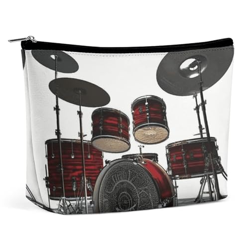 HEBVNJF Reise-Make-up-Tasche, tragbare Kosmetiktasche, cooler böser Totenkopf, Make-up-Aufbewahrungstasche für Damen/Mädchen, Cooles Schlagzeug-Set, Einheitsgröße von HEBVNJF