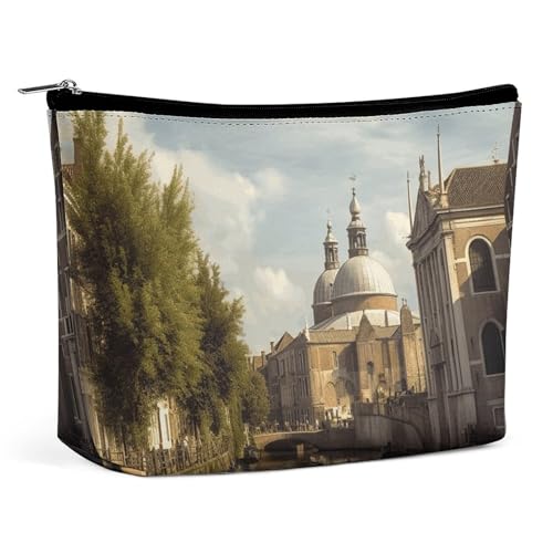 HEBVNJF Reise-Make-up-Tasche, tragbare Kosmetiktasche, deutscher Schäferhund, Hundeliebhaber, Make-up-Aufbewahrungstasche für Damen/Mädchen, K und Kirche, Einheitsgröße von HEBVNJF