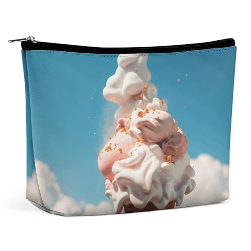 HEBVNJF Reise-Make-up-Tasche, tragbare Kosmetiktasche, farbige Regenschirme, Make-up-Aufbewahrungstasche für Damen/Mädchen, Bewölktes Eis, Einheitsgröße von HEBVNJF