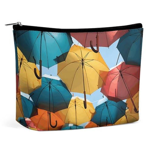 HEBVNJF Reise-Make-up-Tasche, tragbare Kosmetiktasche, farbige Regenschirme, Make-up-Aufbewahrungstasche für Damen/Mädchen, Farbige Regenschirme, Einheitsgröße von HEBVNJF