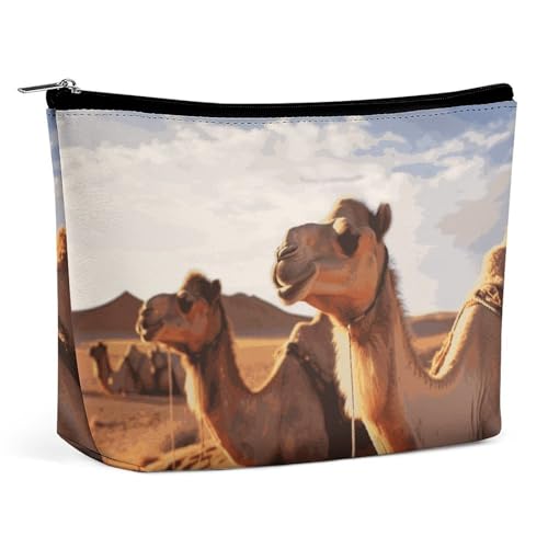 HEBVNJF Reise-Make-up-Tasche, tragbare Kosmetiktasche, korallenfarbene Muster, Make-up-Aufbewahrungstasche für Damen/Mädchen, Camels Rest Desert, Einheitsgröße von HEBVNJF