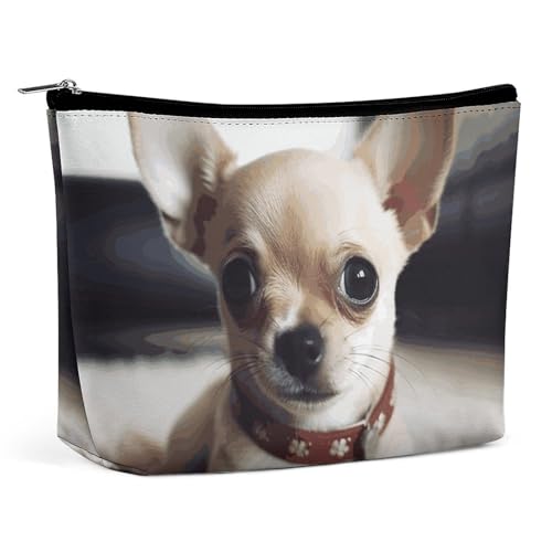 HEBVNJF Reise-Make-up-Tasche, tragbare Kosmetiktasche, niedlicher Chihuahua, Make-up-Aufbewahrungstasche für Damen/Mädchen, Süßer Chihuahua, Einheitsgröße von HEBVNJF