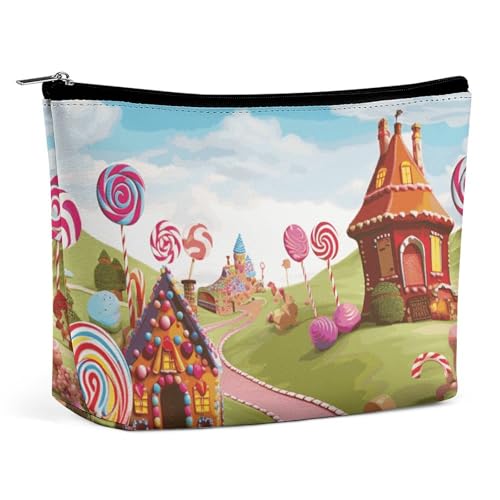 HEBVNJF Reise-Make-up-Tasche, tragbare Kosmetiktasche, niedlicher Otter-Make-up-Aufbewahrungstasche für Damen/Mädchen, Candy Land_76682316, Einheitsgröße von HEBVNJF