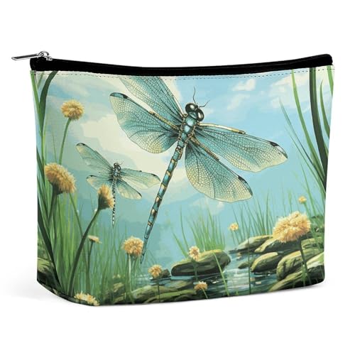HEBVNJF Reise-Make-up-Tasche, tragbare Kosmetiktasche, riesige Pilz-Make-up-Aufbewahrungstasche für Damen/Mädchen, Libellen im Flug, Einheitsgröße von HEBVNJF