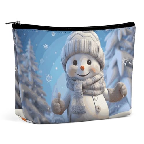 HEBVNJF Reise-Make-up-Tasche, tragbare Kosmetiktasche, riesige Pilz-Make-up-Aufbewahrungstasche für Damen/Mädchen, Niedlicher Snowboard Schneemann, Einheitsgröße von HEBVNJF