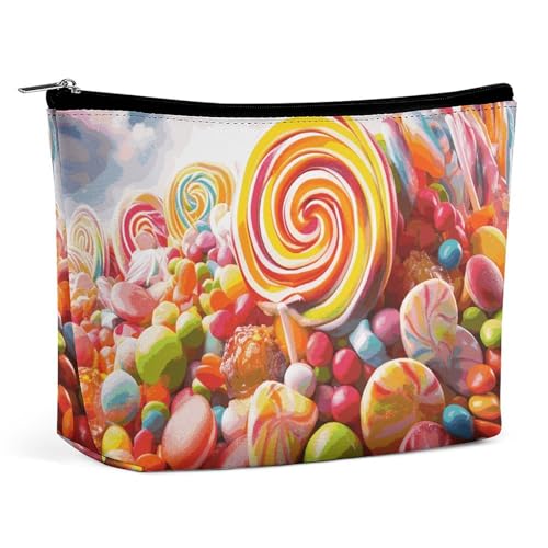 HEBVNJF Reise-Make-up-Tasche, tragbare Kosmetiktasche, rote Marienkäfer, Make-up-Aufbewahrungstasche für Damen/Mädchen, Regenbogen-Süßigkeiten, Einheitsgröße von HEBVNJF