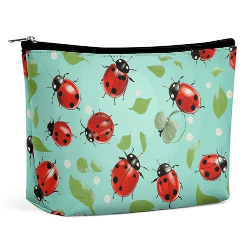 HEBVNJF Reise-Make-up-Tasche, tragbare Kosmetiktasche, rote Marienkäfer, Make-up-Aufbewahrungstasche für Damen/Mädchen, Rote Marienkäfer, Einheitsgröße von HEBVNJF
