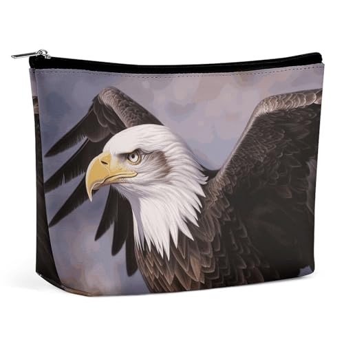 HEBVNJF Reise-Make-up-Tasche, tragbare Kosmetiktasche, schwarzer Schäferhund, Make-up-Aufbewahrungstasche für Damen/Mädchen, Bald Eagle, Einheitsgröße von HEBVNJF