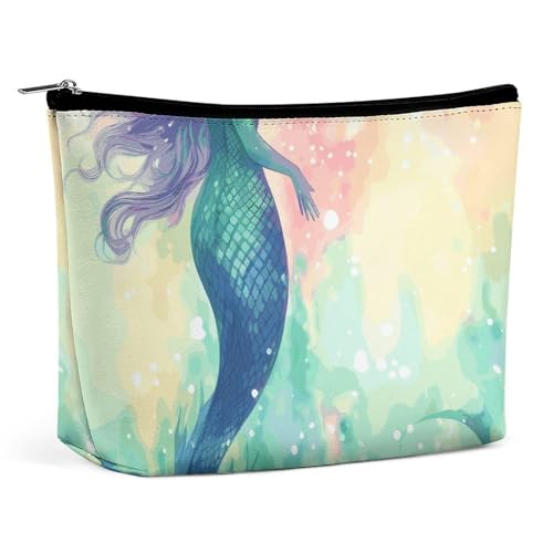 HEBVNJF Reise-Make-up-Tasche, tragbare Kosmetiktasche, schwarzer Schäferhund, Make-up-Aufbewahrungstasche für Damen/Mädchen, Schöner Meerjungfrauenschwanz, Einheitsgröße von HEBVNJF