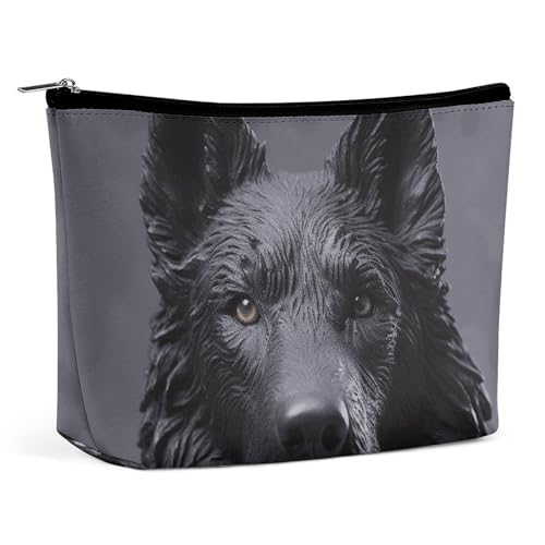 HEBVNJF Reise-Make-up-Tasche, tragbare Kosmetiktasche, schwarzer Schäferhund, Make-up-Aufbewahrungstasche für Damen/Mädchen, Schwarzer Schäferhund, Einheitsgröße von HEBVNJF