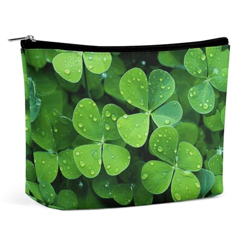 HEBVNJF Reise-Make-up-Tasche, tragbare Kosmetiktasche, viele grüne Kleeblatt-Make-up-Aufbewahrungstasche für Damen/Mädchen, Viele grüne Kleeblätter, Einheitsgröße von HEBVNJF