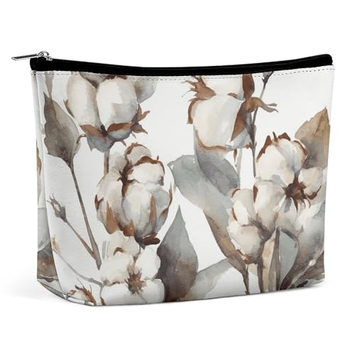 HEBVNJF Reise-Make-up-Tasche, tragbare Kosmetiktasche, zwei Giraffen, Make-up-Aufbewahrungstasche für Damen/Mädchen, Baumwollblumen, Aquarell, Einheitsgröße von HEBVNJF