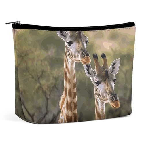 HEBVNJF Reise-Make-up-Tasche, tragbare Kosmetiktasche, zwei Giraffen, Make-up-Aufbewahrungstasche für Damen/Mädchen, Zwei Giraffen., Einheitsgröße von HEBVNJF
