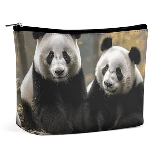 HEBVNJF Reise-Make-up-Tasche, tragbare Kosmetiktasche, zwei Giraffen, Make-up-Aufbewahrungstasche für Damen/Mädchen, Zwei große Pandas, Einheitsgröße von HEBVNJF