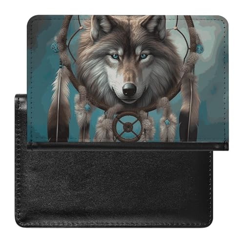 Reisepasshülle Reisezubehör 3D Wolf Traumfänger Wasserdicht Reisepass Reisebrieftasche mit Kartenfächern für Damen Herren, 3D Wolf Traumfänger, Einheitsgröße von HEBVNJF