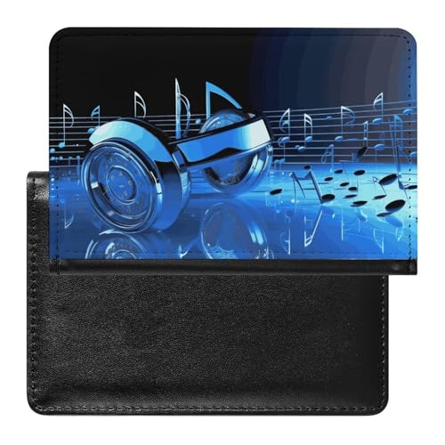 Reisepasshülle Reisezubehör Blau Musik Wasserdicht Reisepass Reisebrieftasche mit Kartenfächern für Damen Herren, Blaue Musik, Einheitsgröße von HEBVNJF