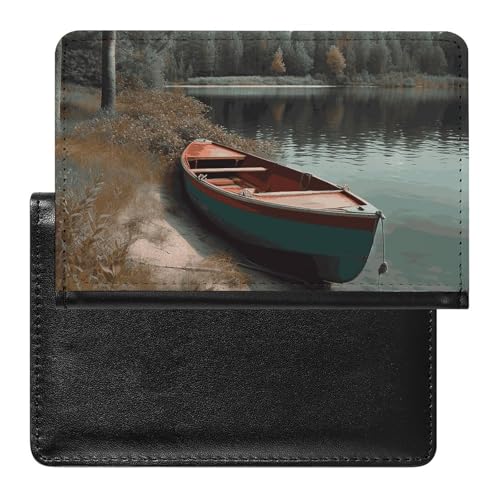 Reisepasshülle Reisezubehör Candy Wasserdicht Reisepass Reisebrieftasche mit Kartenfächern für Damen und Herren, Boot am Ufer festgemacht, Einheitsgröße von HEBVNJF