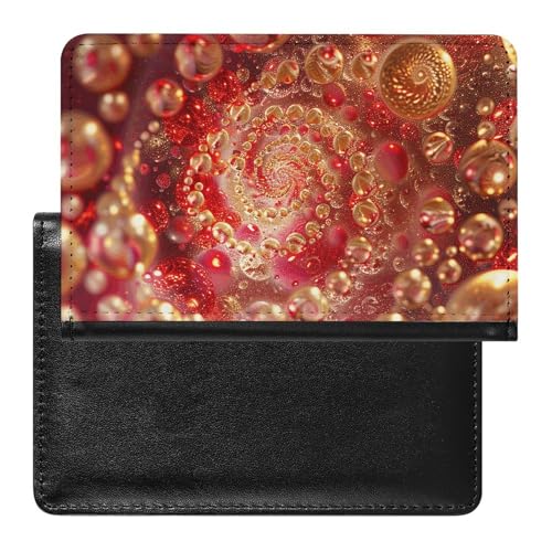 Reisepasshülle Reisezubehör Goldene Spirale Blasen Wasserdicht Reisepass Reisebrieftasche mit Kartenfächern für Damen Herren, Goldene Spiralblasen, Einheitsgröße von HEBVNJF