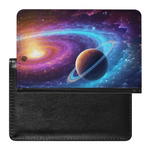 Reisepasshülle Reisezubehör Korallenfarbene Muster Wasserdicht Reisepass Reisebrieftasche mit Kartenfächern für Damen Herren, Buntes Sonnensystem, Einheitsgröße von HEBVNJF