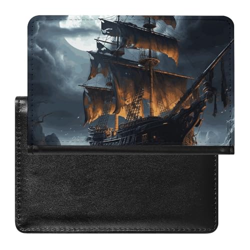 Reisepasshülle Reisezubehör Pirat Segelboot Vollmond_78728436 Wasserdichte Reisepass-Reisebrieftasche mit Kartenfächern für Damen Herren, Piraten-Segelboot Full Moon_78728436, Einheitsgröße von HEBVNJF
