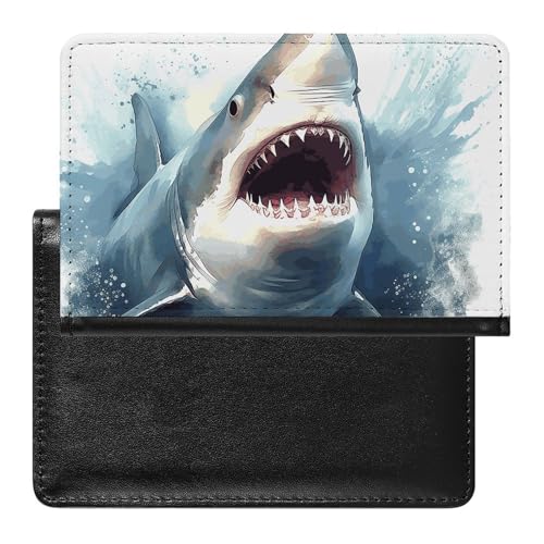 Reisepasshülle Reisezubehör Totenkopf Katze Mond Gothic Wasserdicht Reisepass Reisebrieftasche mit Kartenfächern für Damen Herren, Shark in the Sea, Einheitsgröße Reisepasshülle Reisezubehör Totenkopf Katze Mond Gothic Wasserdicht Reisepass Reisebrieftasche mit Kartenfächern für Damen Herren, Shark in the Sea, Einheitsgröße von HEBVNJF