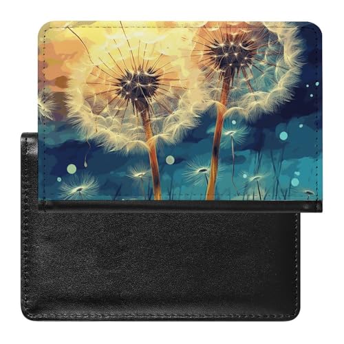 Reisepasshülle Reisezubehör Viele Grüne Kleeblätter Wasserdicht Reisepass Reisebrieftasche mit Kartenfächern für Damen Herren, Pusteblume zum Selbermalen, Einheitsgröße von HEBVNJF