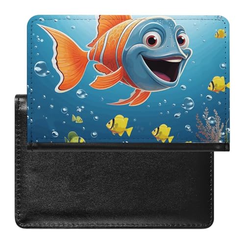 Reisepasshülle Reisezubehör Weißkopfseeadler US-Flagge Bilder Wasserdicht Reisepass Reisebrieftasche mit Kartenfächern für Damen Herren, Fisch unter dem Meer, Einheitsgröße von HEBVNJF