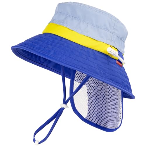 HECCEI Baby Sonnenhut Kleinkind Schirmütze UPF 50+ mit Nacken Jungen Mädchen UV-Schutz SommerMütze Strand Schwimmen Hut von HECCEI