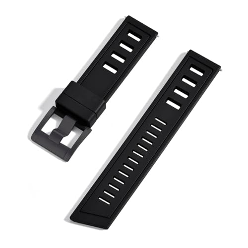 FKM Fluorkautschuk-Armband 20 mm 22 mm wasserdichtes Taucherarmband for Uhren, geeignet for den täglichen Gebrauch(Black 2,20mm) von HECHENBAO