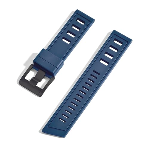 FKM Fluorkautschuk-Armband 20 mm 22 mm wasserdichtes Taucherarmband for Uhren, geeignet for den täglichen Gebrauch(Blue 2,22mm) von HECHENBAO