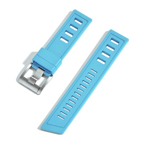FKM Fluorkautschuk-Armband 20 mm 22 mm wasserdichtes Taucherarmband for Uhren, geeignet for den täglichen Gebrauch(Sky Blue 1,20mm) von HECHENBAO