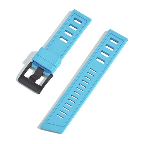 FKM Fluorkautschuk-Armband 20 mm 22 mm wasserdichtes Taucherarmband for Uhren, geeignet for den täglichen Gebrauch(Sky Blue 2,20mm) von HECHENBAO