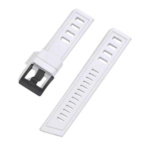 FKM Fluorkautschuk-Armband 20 mm 22 mm wasserdichtes Taucherarmband for Uhren, geeignet for den täglichen Gebrauch(White 2,20mm) von HECHENBAO