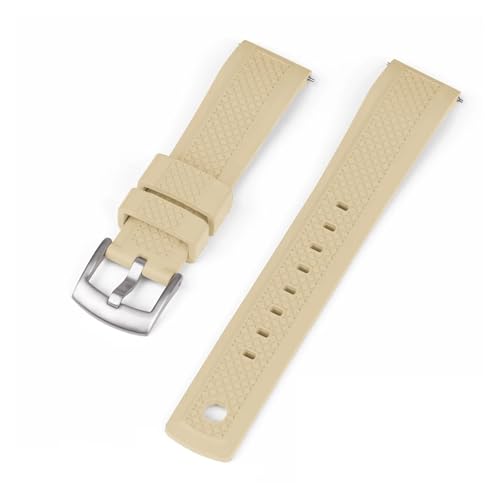 HECHENBAO 20mm 22mm Gummi Uhrenarmband Sport Strap Slide Keeper Wasserdicht Schwarz Blau for Tauchen Fitness(Khaki,22mm) von HECHENBAO