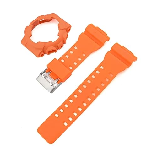 HECHENBAO Armband + Gehäuse kompatibel mit GA-100/110/120/140 GD-100 GAX-100 GLS-100 Ersatz-Uhrenarmband aus Gummi und Silikon, matt, geeignet for den täglichen Gebrauch(Orange) von HECHENBAO