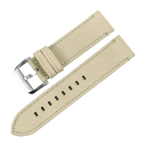 HECHENBAO Canvas-Uhrenarmband, kompatibel mit Nr. 5, wasserdichtem Nylon, for Männer und Frauen, geeignet for den täglichen Gebrauch(Khaki - Silver) von HECHENBAO