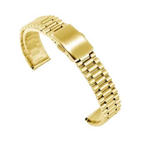 HECHENBAO Feines Stahlarmband, silberfarbenes goldenes Armband for Damen, kleine Größe, Edelstahl-Uhrenkette 10 12 14 16 mm, geeignet for den täglichen Gebrauch(Golden,14mm) von HECHENBAO
