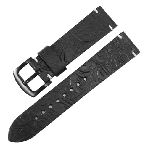 HECHENBAO Graviertes Lederarmband for Herren und Damen, Uhrenkette, geeignet for den täglichen Gebrauch(Black - Black,20mm) von HECHENBAO