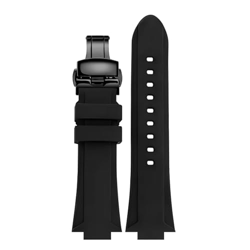 HECHENBAO Gummi, kompatibel mit EFB-680 ECB-10YD Harz-Silikon-Uhr mit konvexem 26 x 14 mm Armband. Geeignet for den täglichen Gebrauch(Black-black B) von HECHENBAO